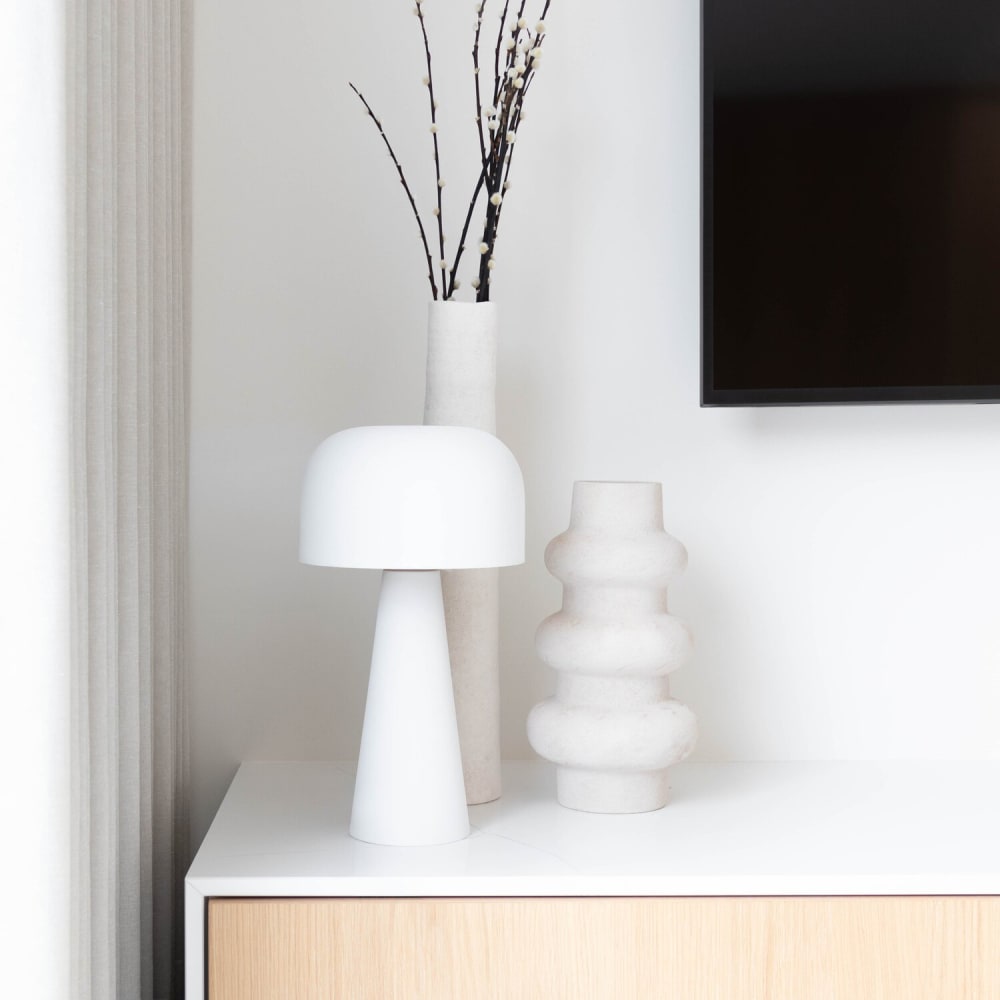 Lampe de table, forme champignon, blanch et or, 25 x 45 x 25 cm - Maisons du Monde