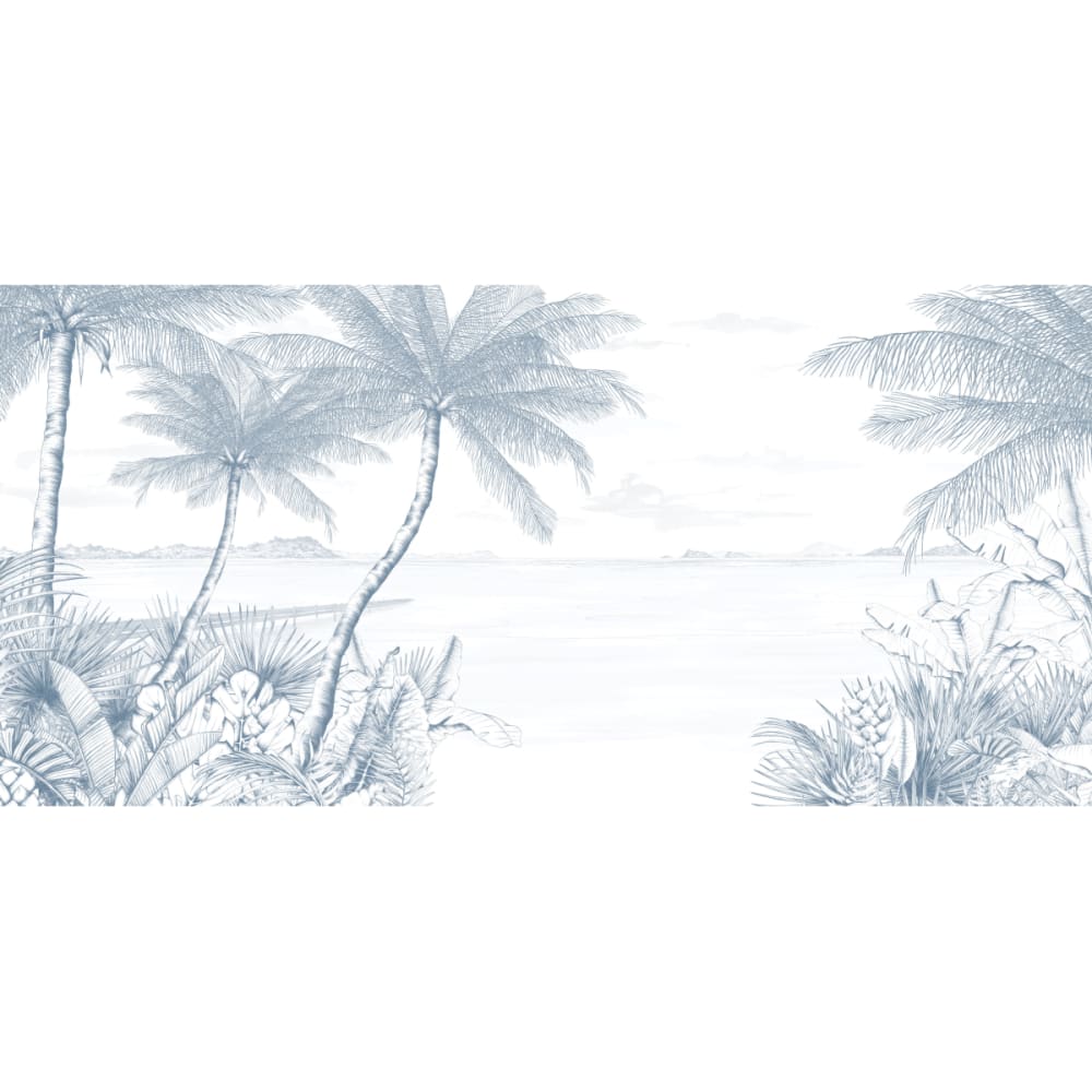 Papier peint echappée tropicale, bleu 450 x 250cm — vue 3