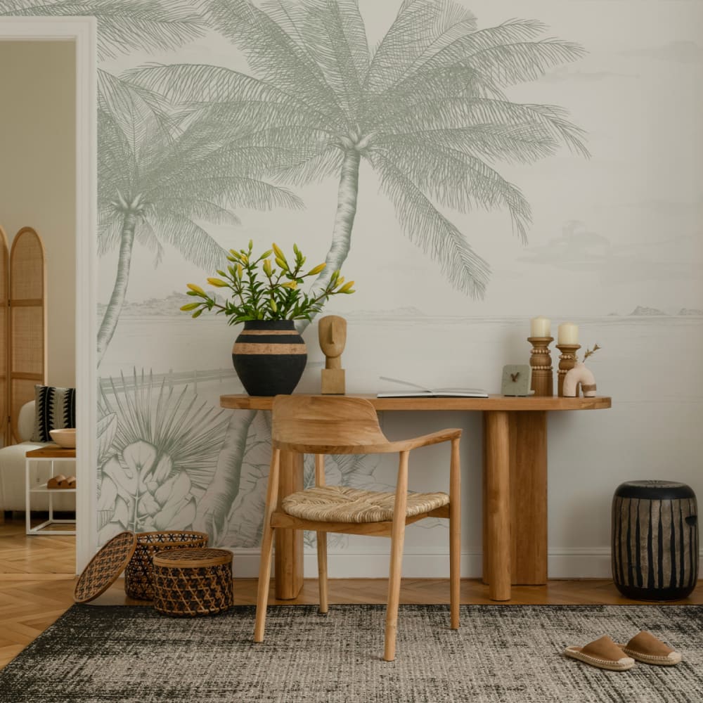 Papier peint panoramique echappée tropicale vert 300x250cm-made in fra