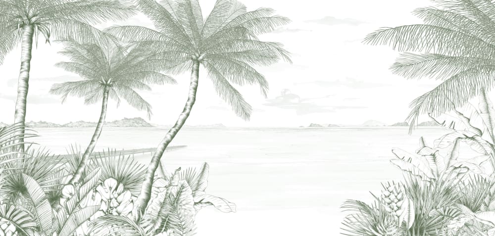 Papier peint echappée tropicale, vert 300 x 250cm — vue 3