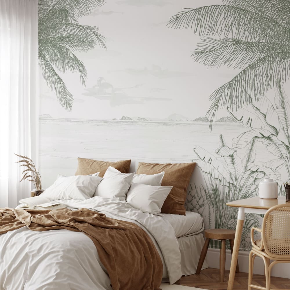 Papier peint echappée tropicale, vert 300 x 250cm — vue 4