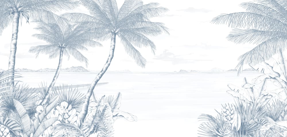 Papier peint echappée tropicale, bleu 375 x 250cm — vue 3