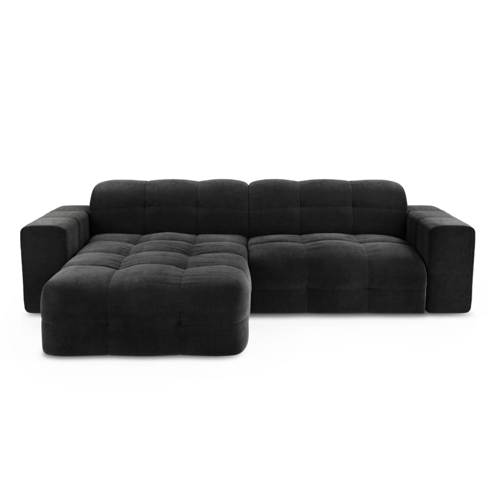 Canapé angle gauche - places velours anthracite