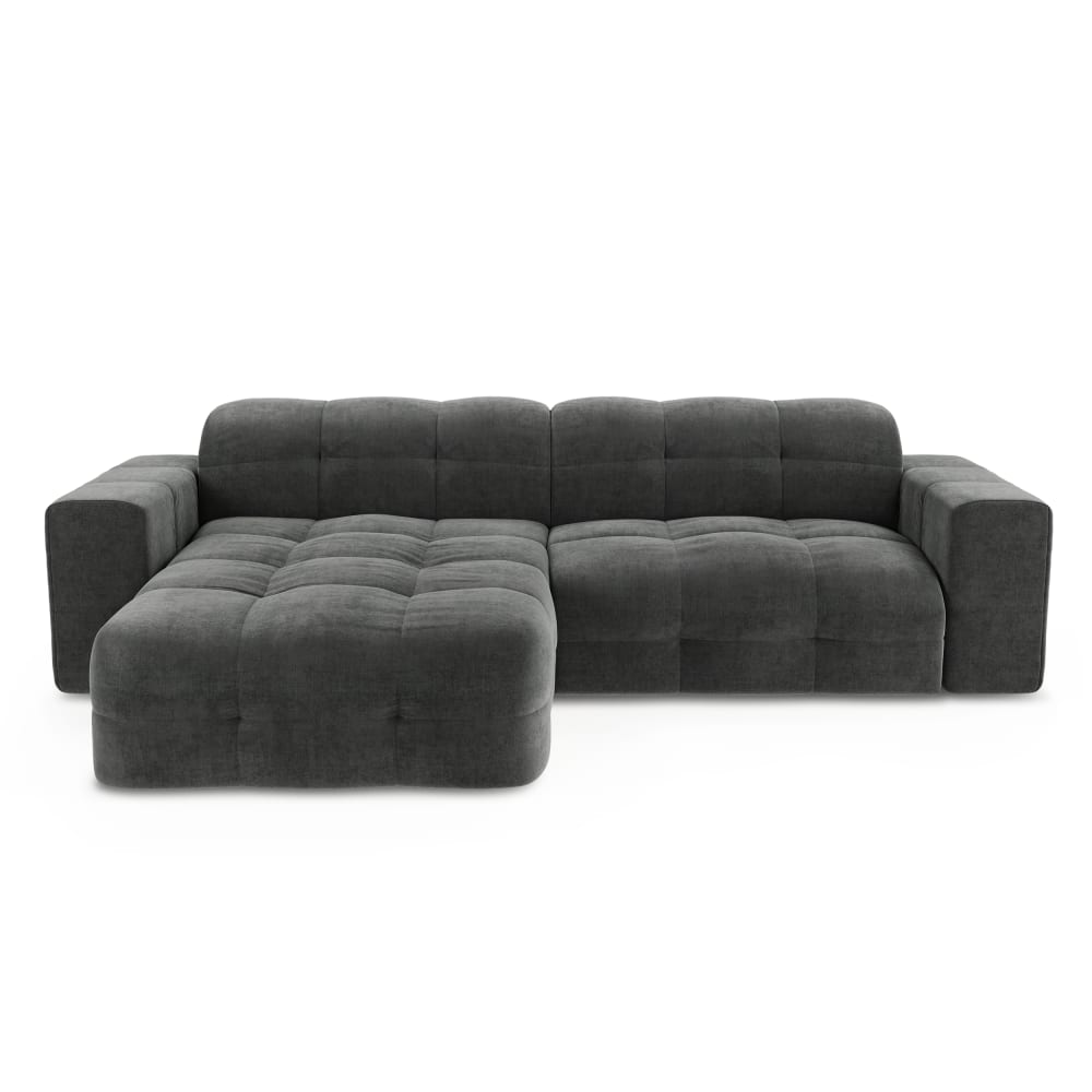 Canapé angle gauche 5 places velours gris graphite 230cm