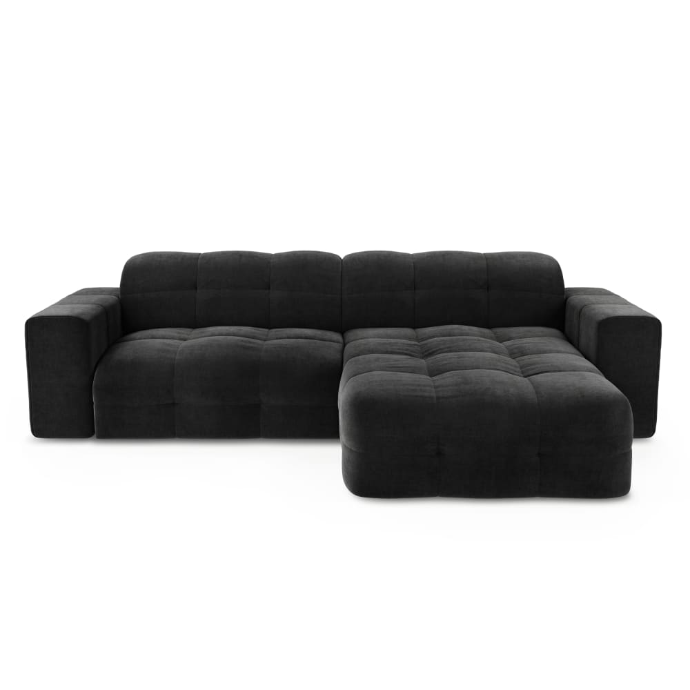 Canapé angle droit 5 - places velours anthracite