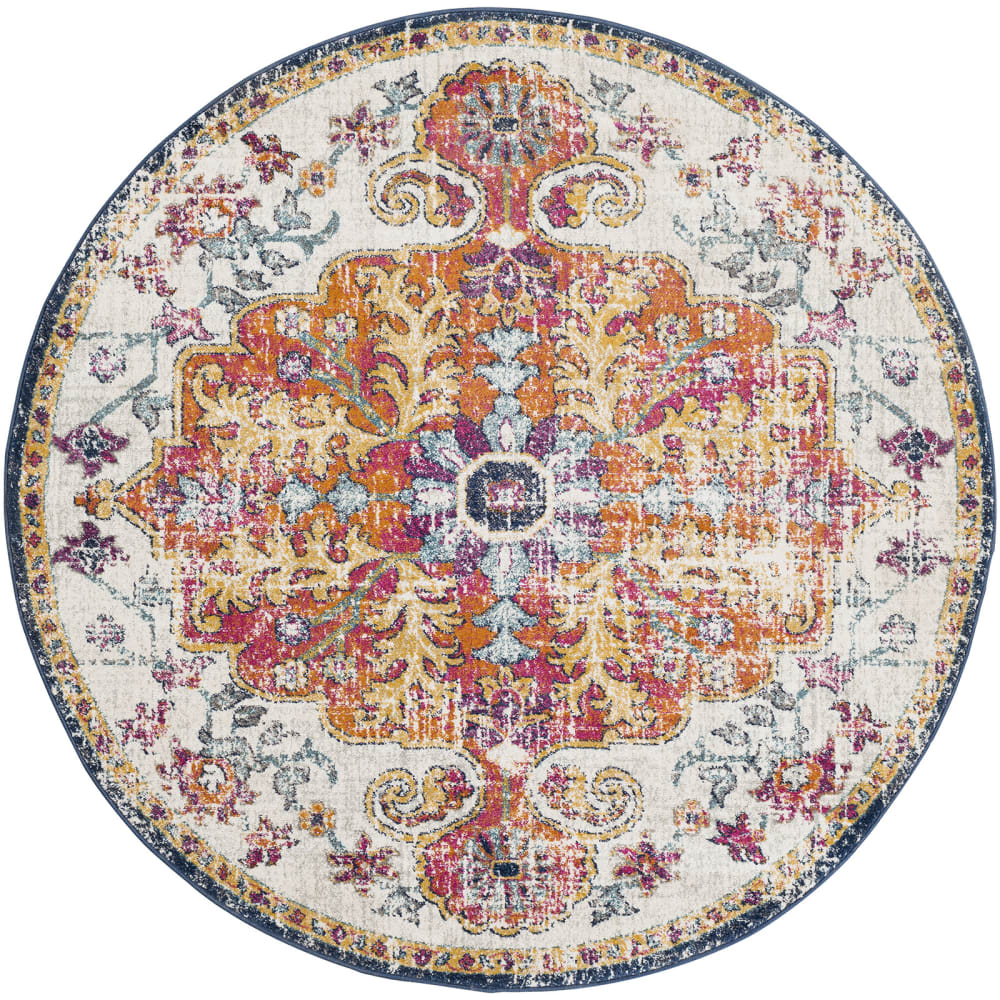 Tapis rond vintage oriental multicolore/orange ø 160 - Maisons du Monde
