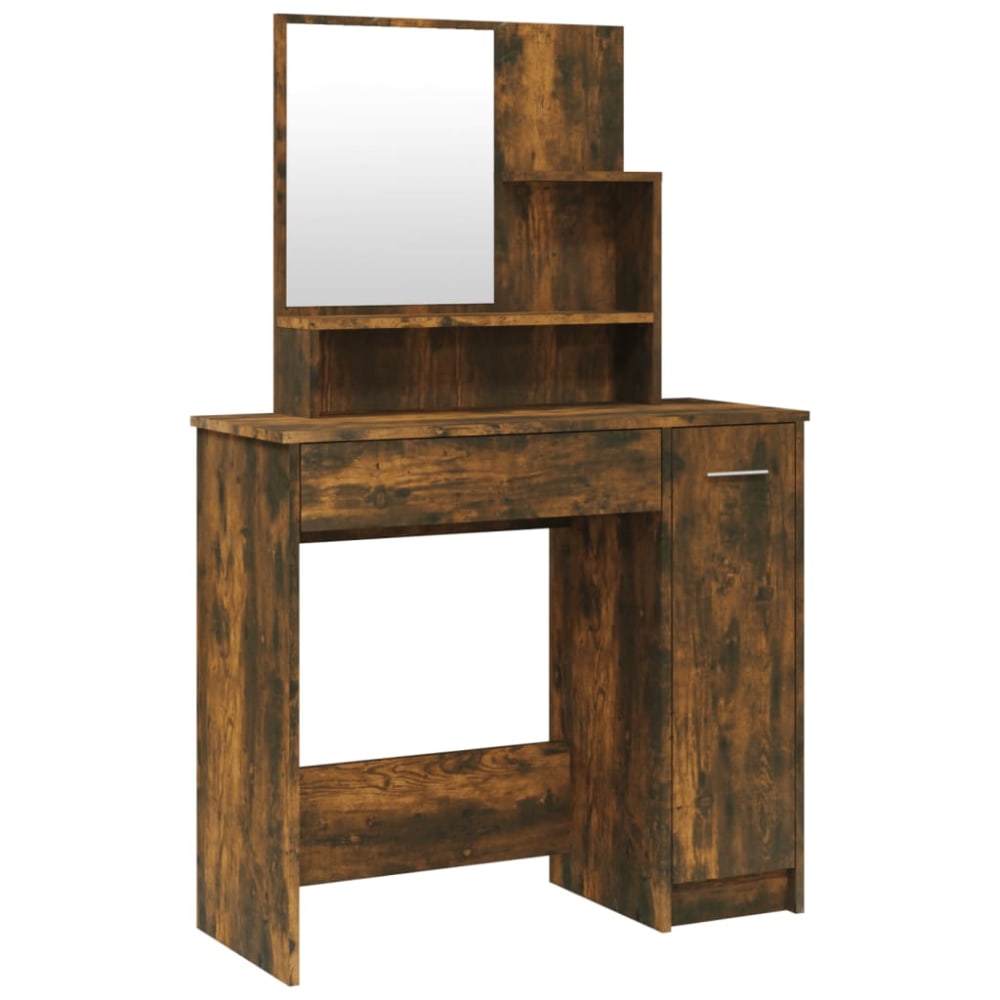 Coiffeuse avec miroir bois Chêne fumé 86,5x35x136 cm