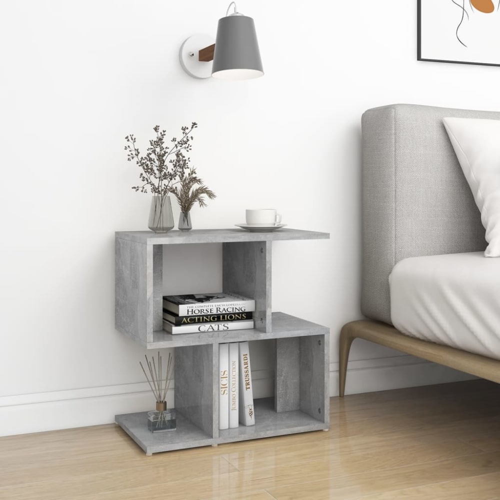 Table de chevet effet beton d'ingénierie gris béton 50x30x51,5 cm
