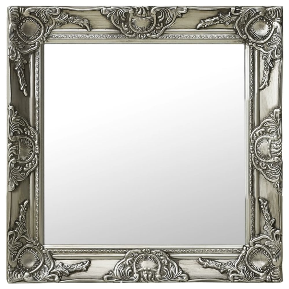 Miroir mural style baroque bois Argenté 50x50 cm