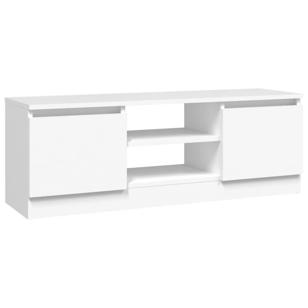Meuble TV avec porte bois blanc 102x30x36 cm