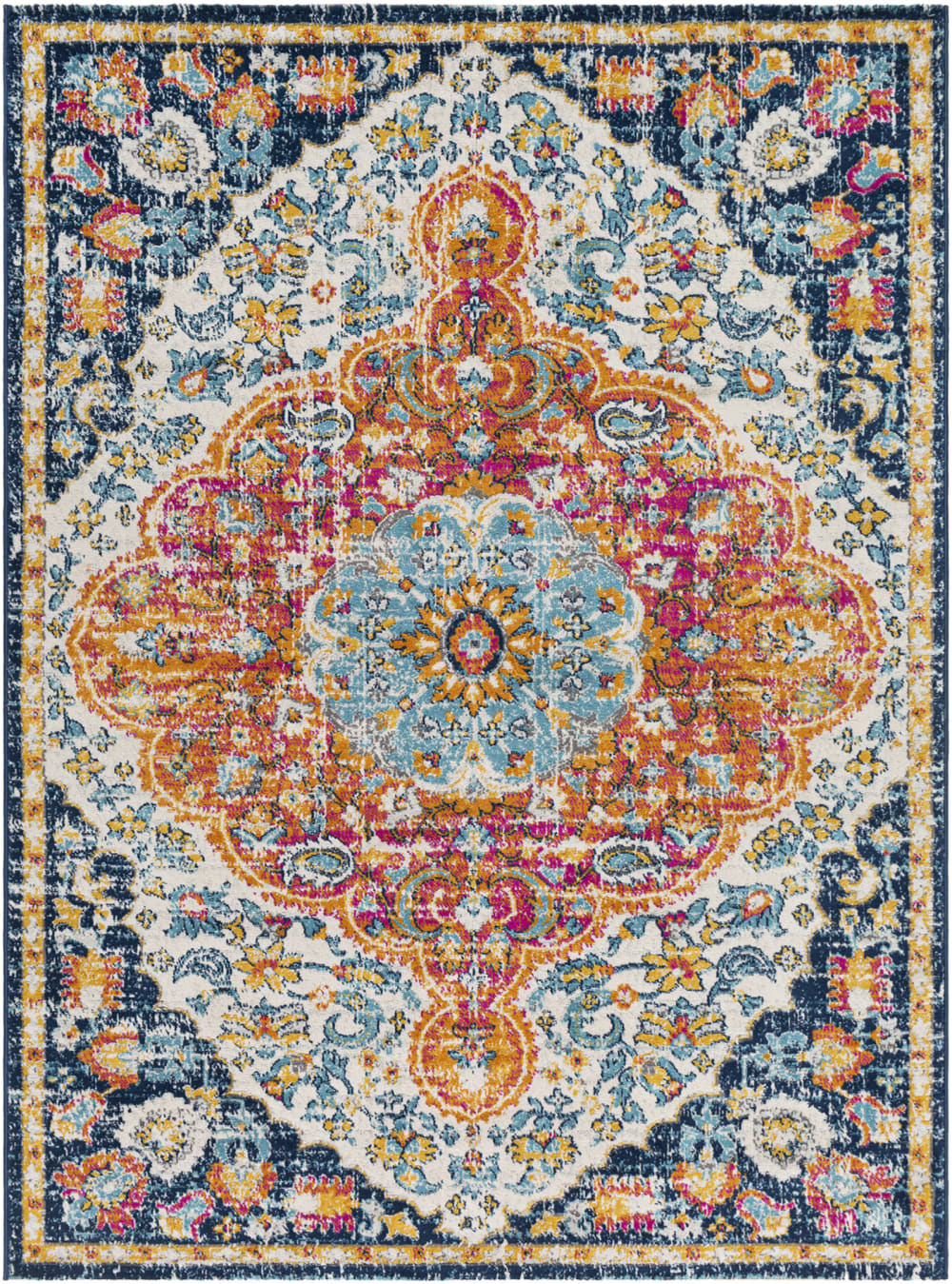 Tapis vintage oriental multicolore/orange 160x215 - Maisons du Monde