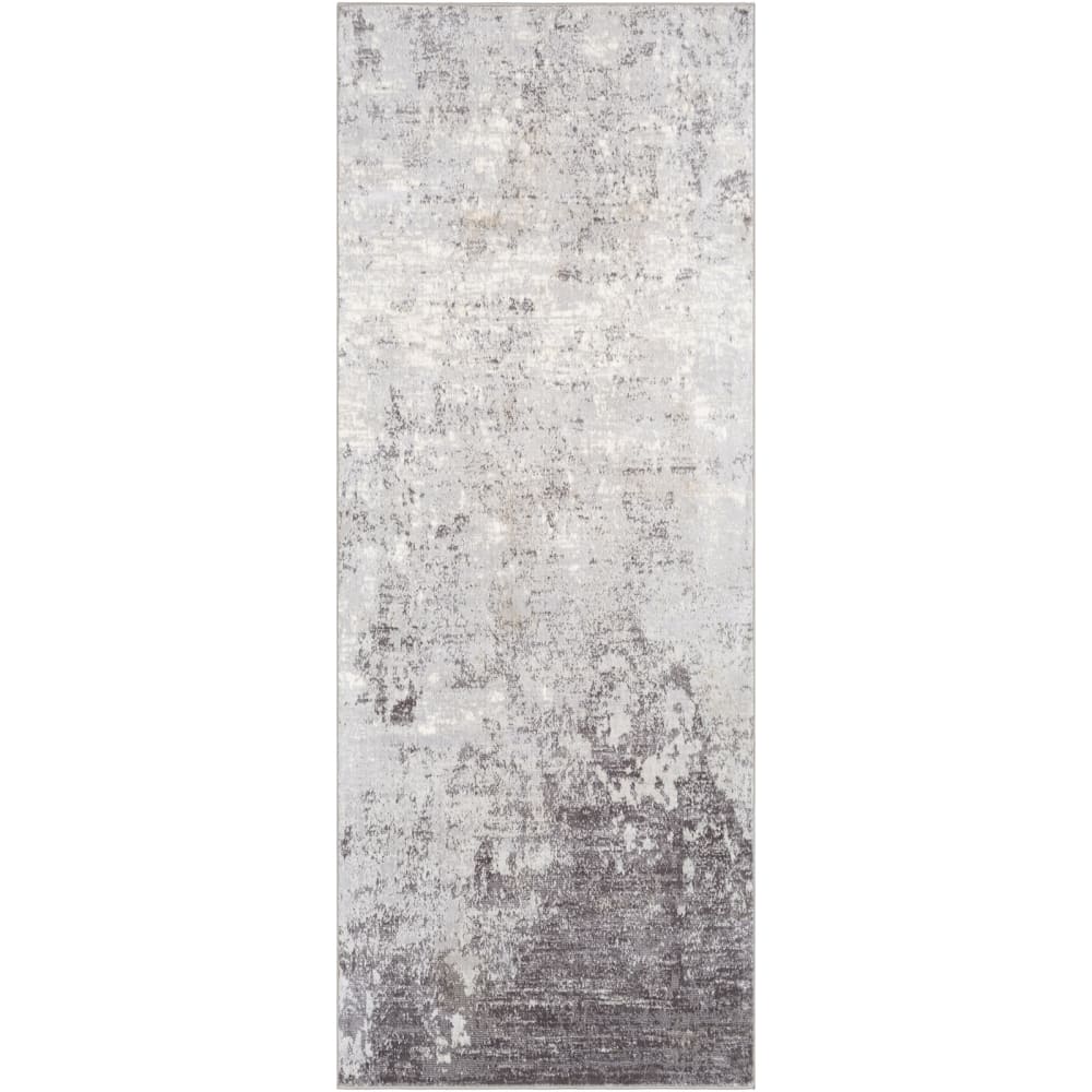 Tapis de Couloir Abstrait Moderne Gris/Blanc 80x220