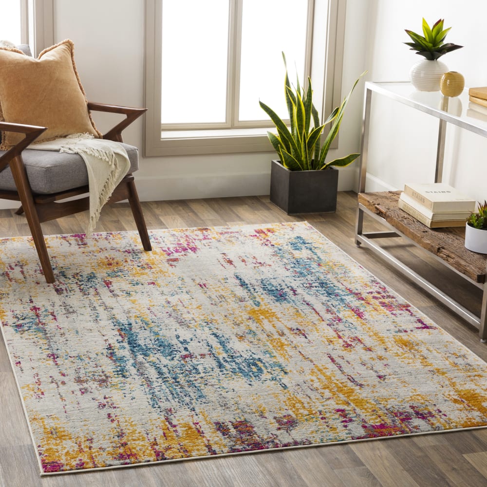 Tapis abstrait moderne multicolore/bleu 160x215 — vue 3