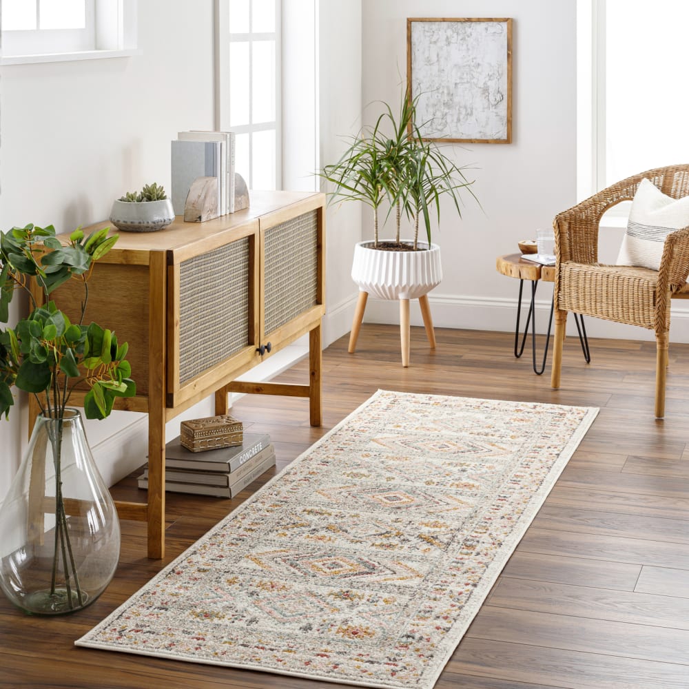 Tapis de couloir scandinave bohème multicolore/rose 80x220 — vue 3