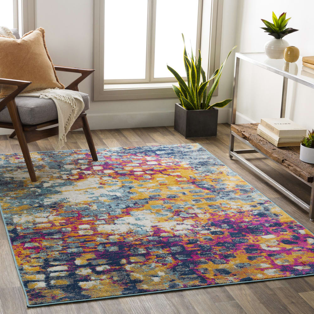 Tapis abstrait moderne multicolore/jaune 160x215 — vue 3