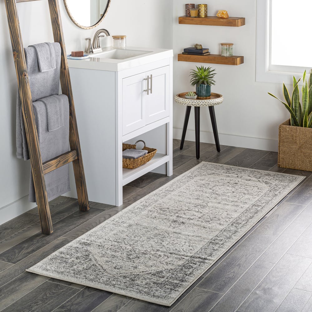 Tapis de couloir vintage oriental gris/blanc 80x220 — vue 3