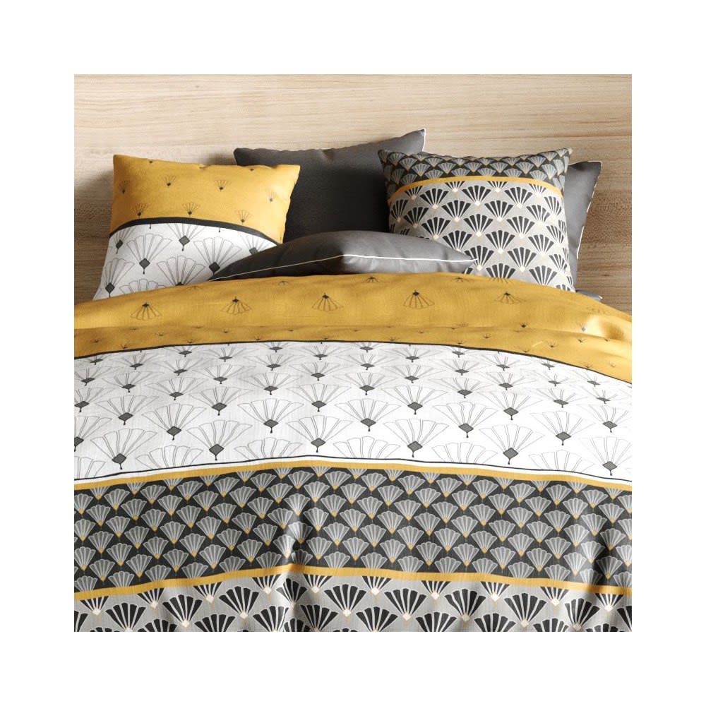 Parure de couette 100% coton 57 fils imprimée 240x220cm 2 taies - Maisons du Monde