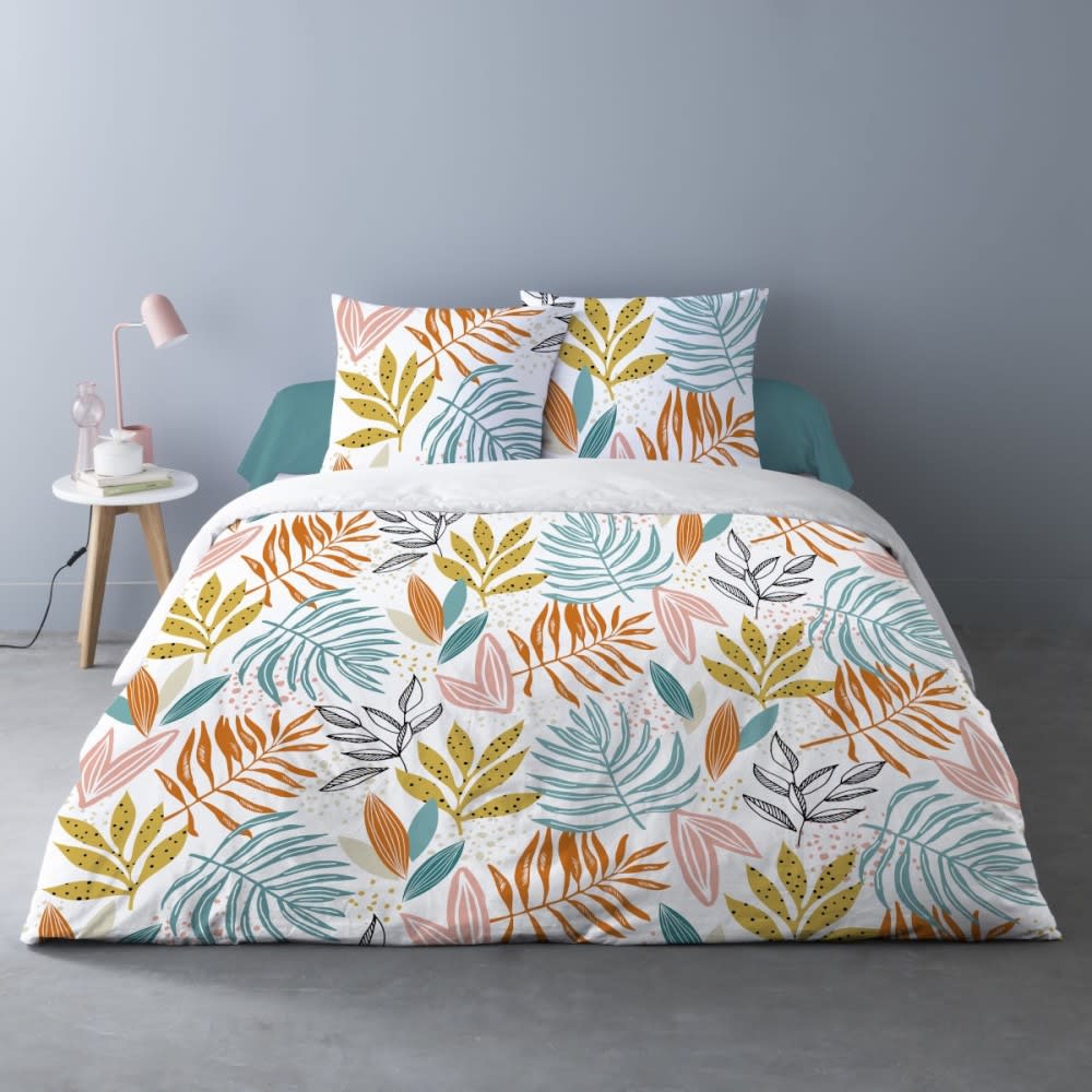 Parure de couette 100% coton imprimée 260x240cm 2 taies