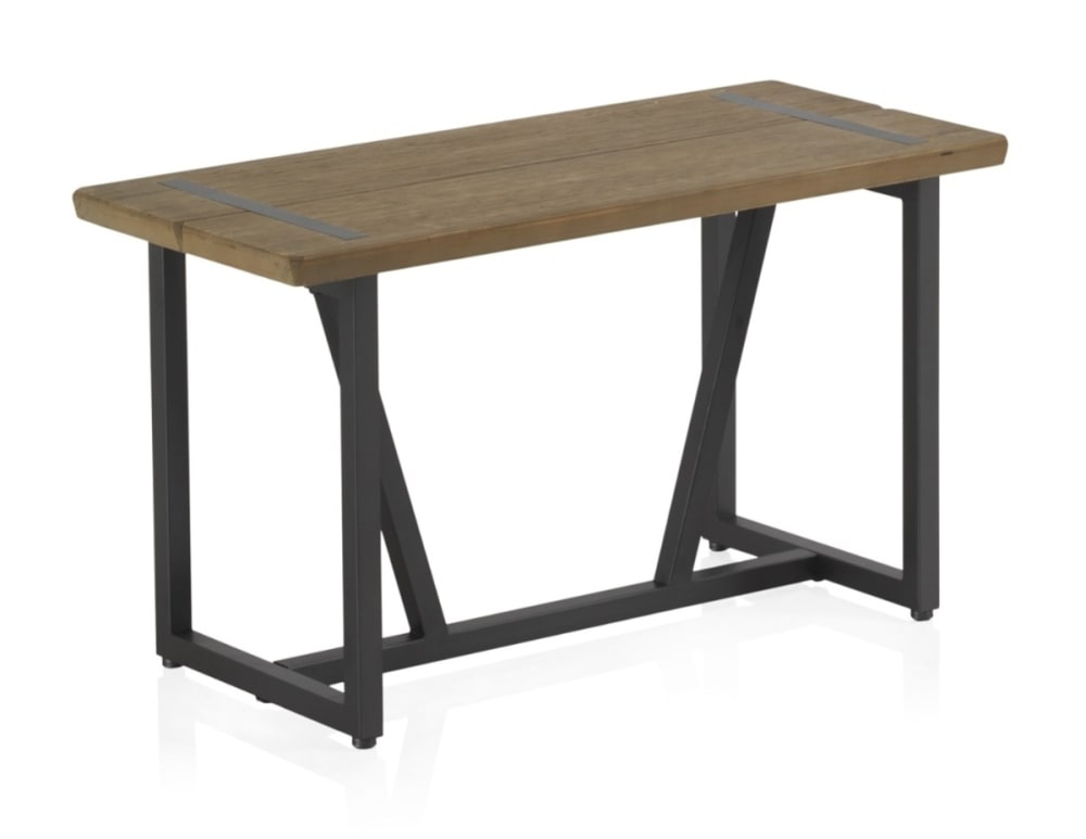 Petite banquette métallique avec assise en bois