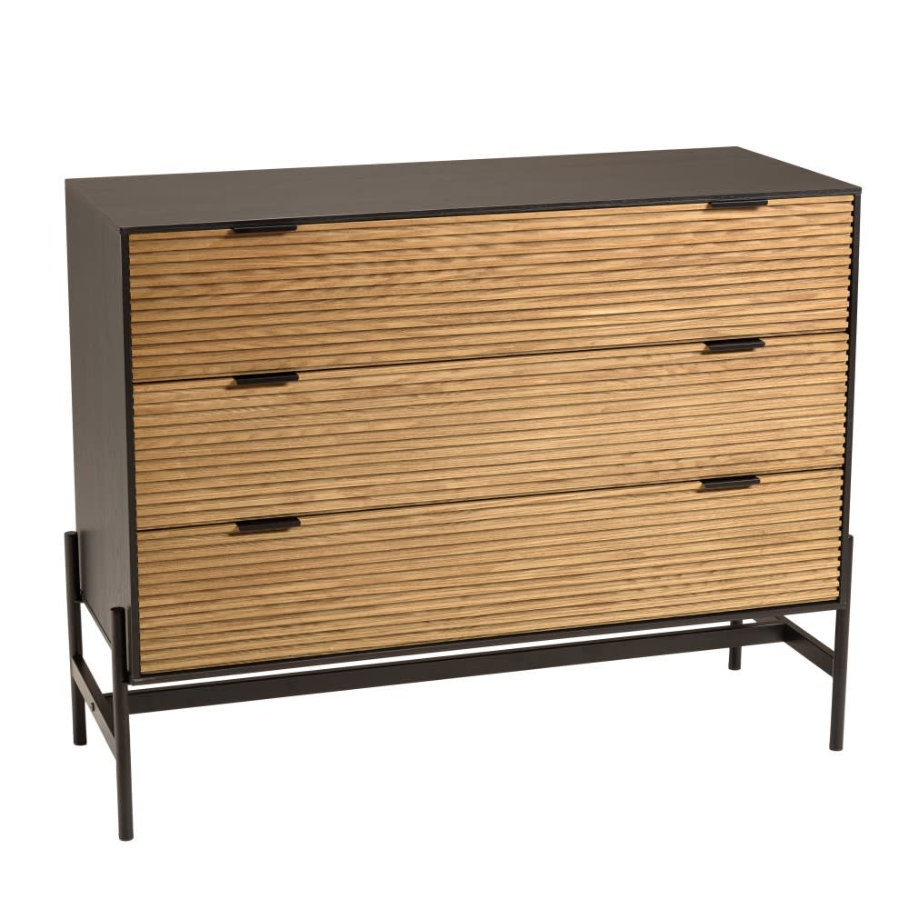 Commode marron et noire - pin noir