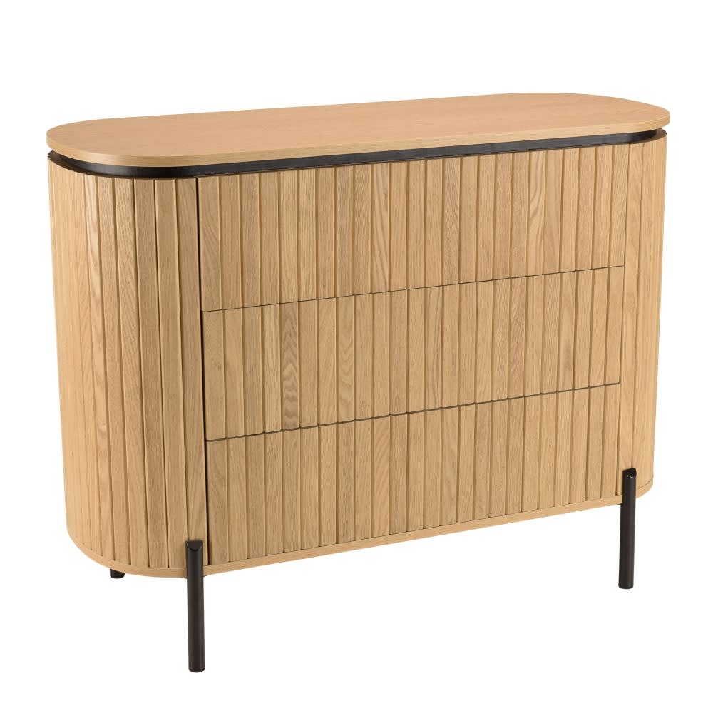 MACABANE Sideboard mit 3 Schubladen im Retro-Stil aus Holz, braun und schwarz style industrial - Spanplatte