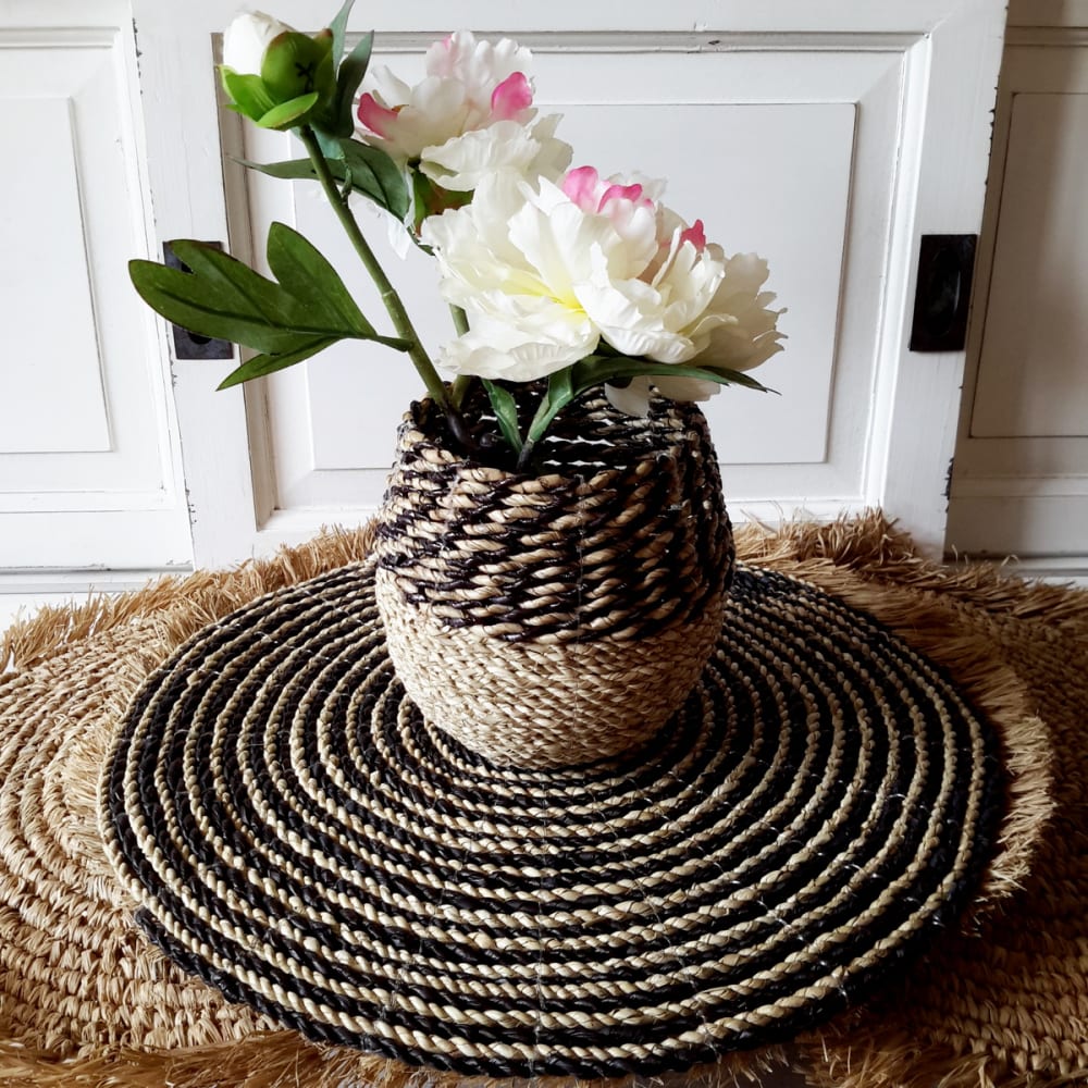 Körb aus Seegras, Beige/Schwarz - Maisons Du Monde