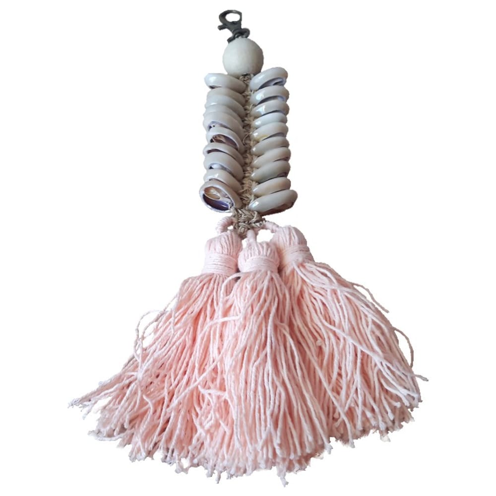My Bliss Home Schlüsselanhänger aus Muscheln, rosa Quasten - 20 cm Mehrfarbig Naturfasern