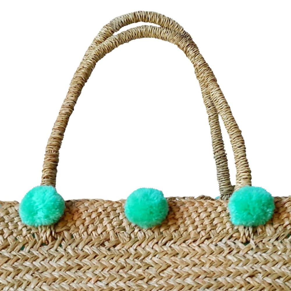 Panier de plage, pompons turquoises - Maisons du Monde
