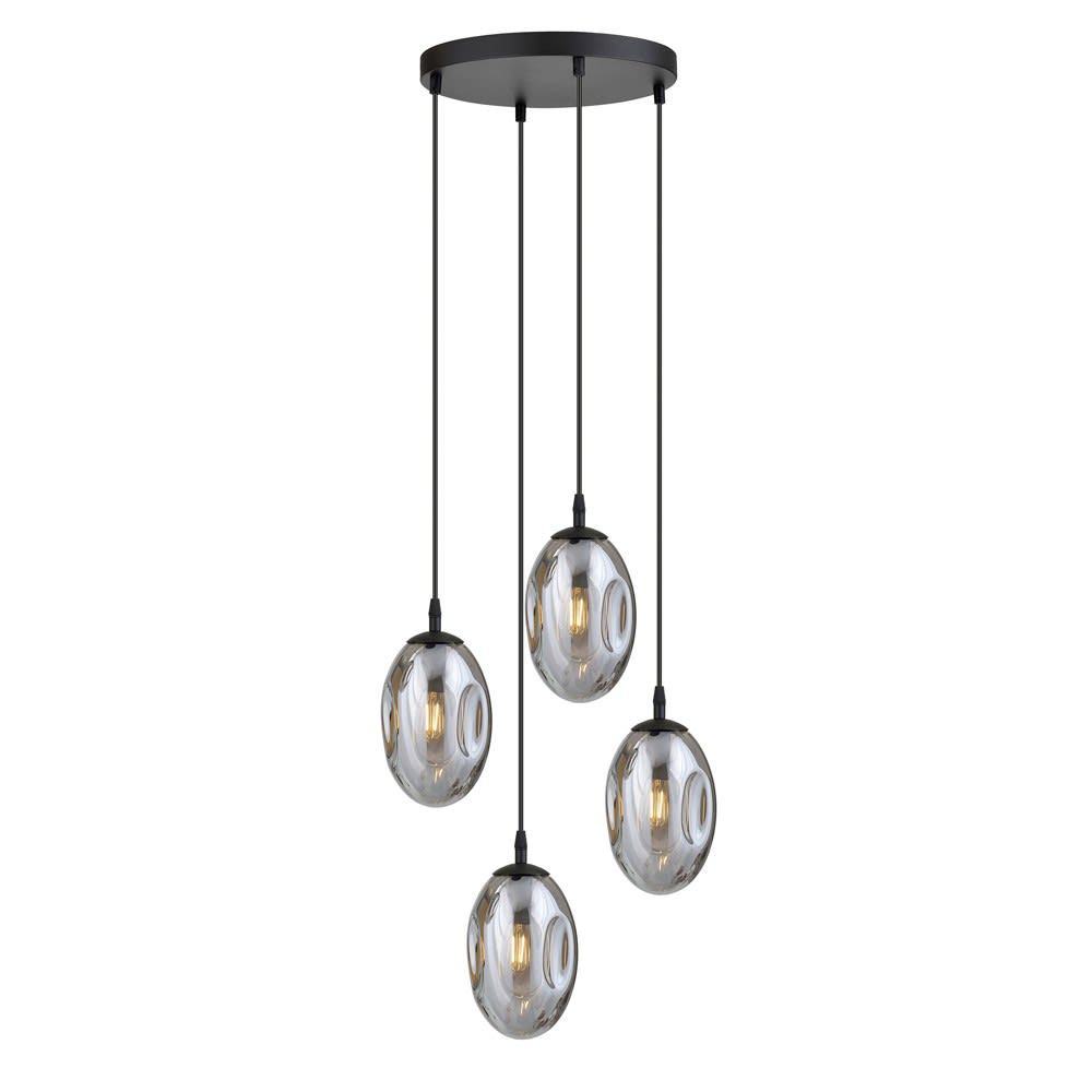 Wonderlamp Pendelleuchte im modernen Stil mit 4 Graphitkugeln style modern Schwarz Kristall