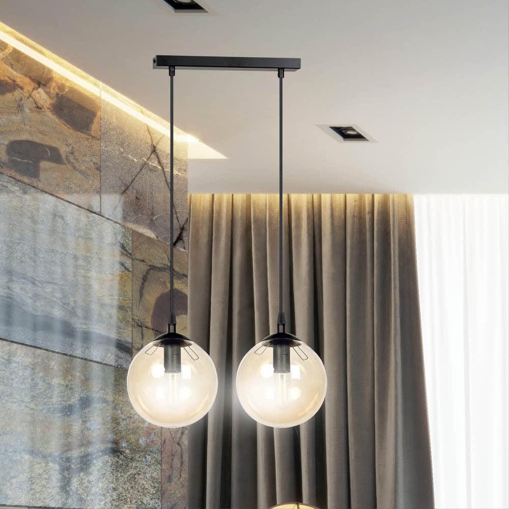 Suspension à hauteur réglable et 2 sphères ambrées — vue 3