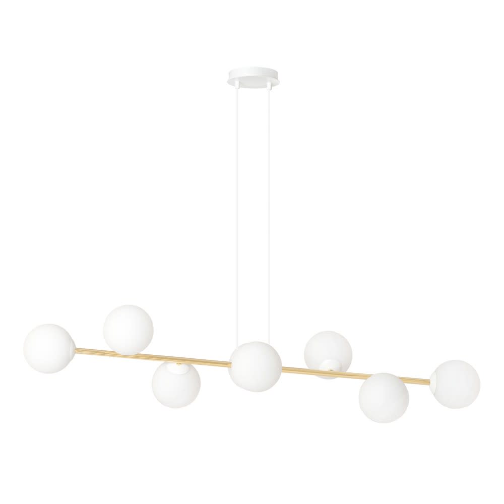 Suspension moderne blanche et dorée avec 8 sphères en verre — vue 4