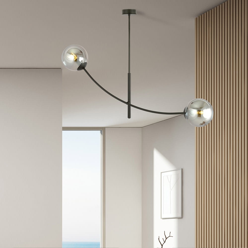 Suspension avec barre verticale orientable et 2 sphères graphite — vue 3