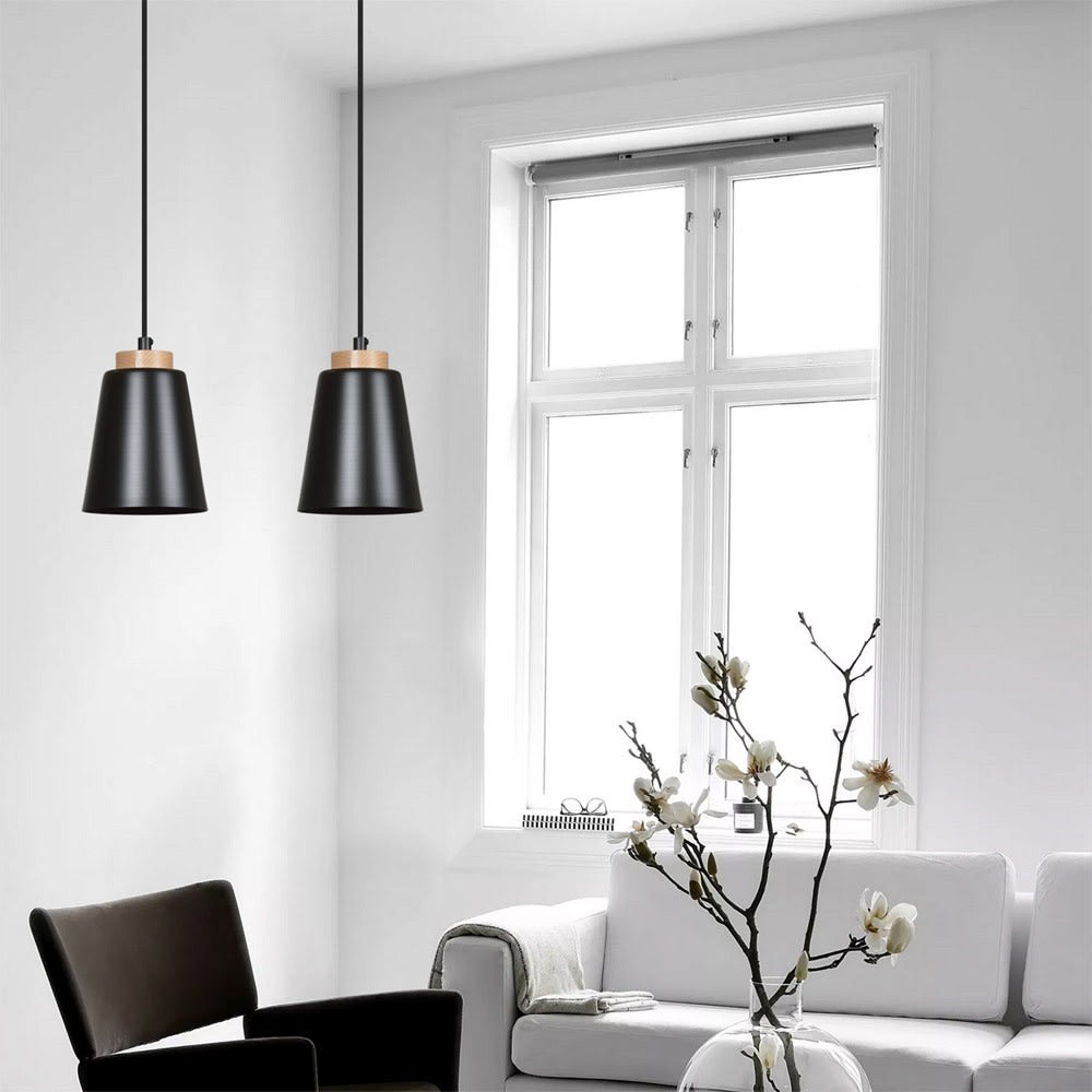 Hängeleuchte mit Metall- und Holzschirm - Maisons Du Monde