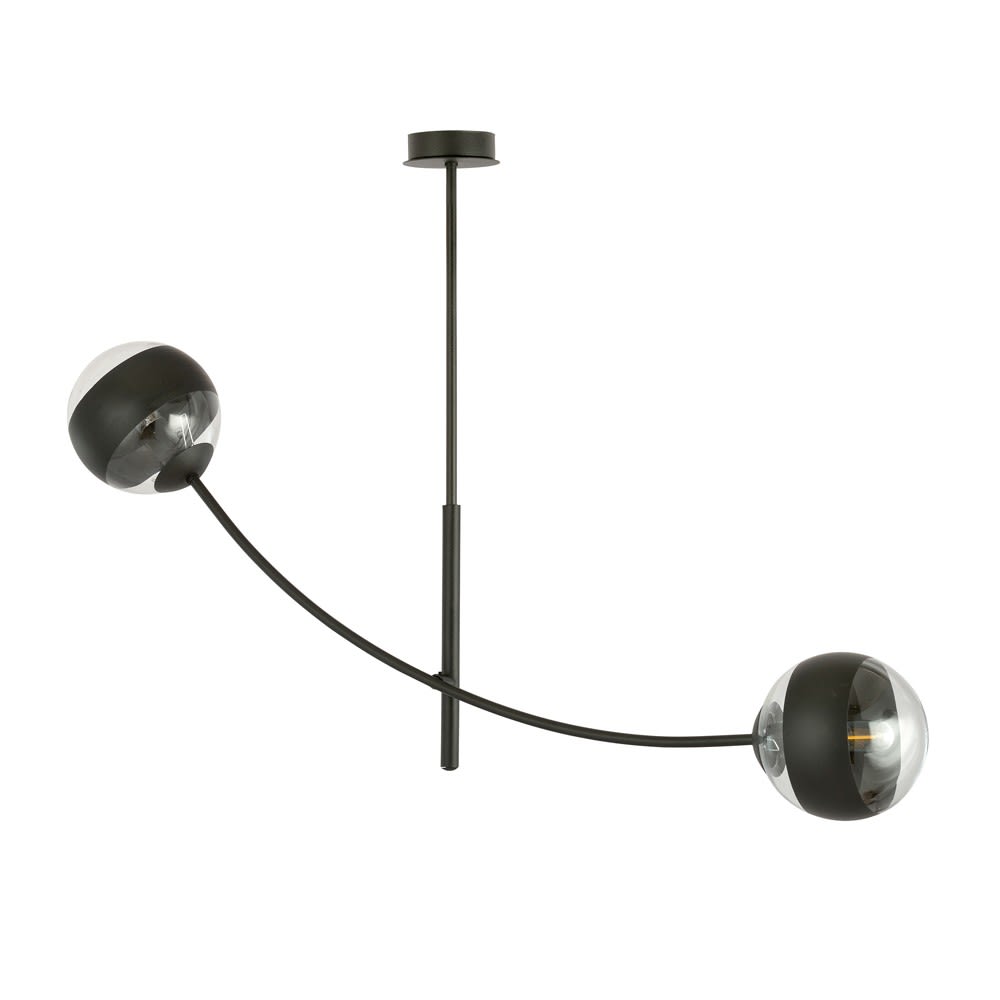 Suspension avec barre orientable et 2 sphères transparentes noires