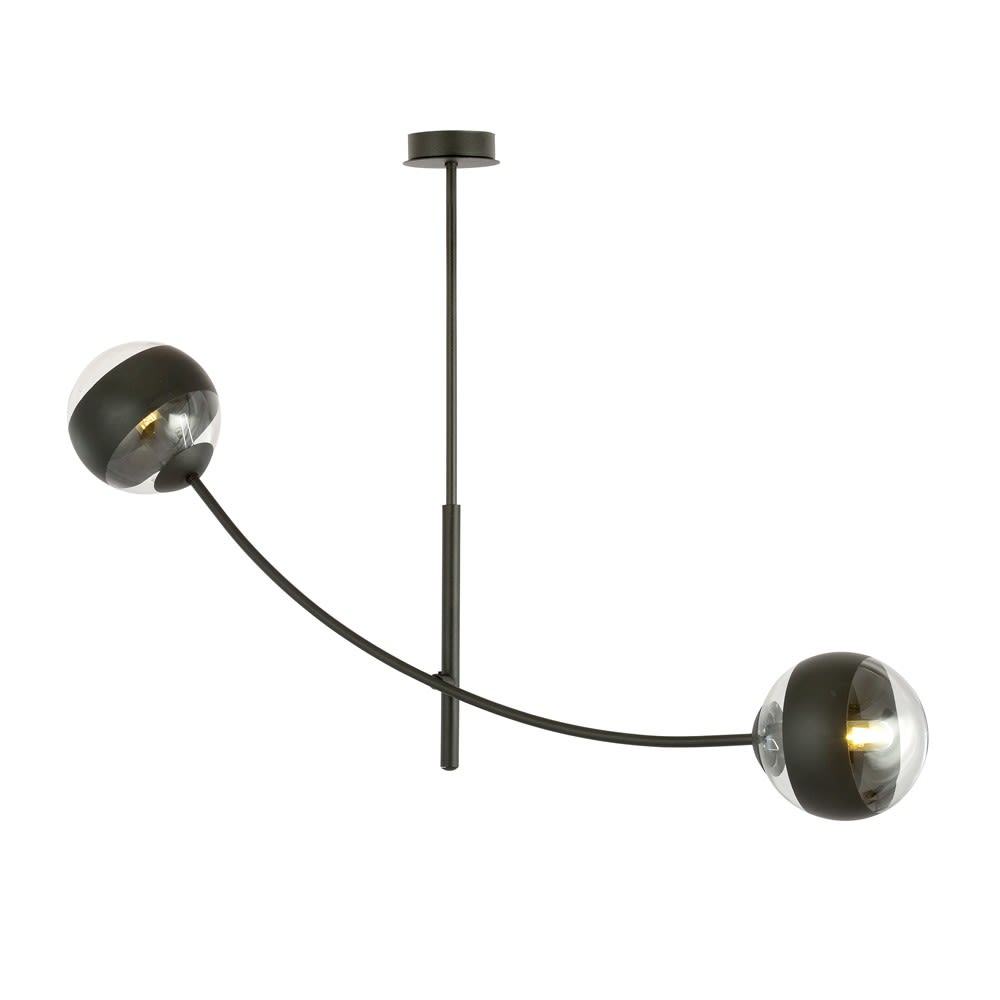 Suspension avec barre orientable et 2 sphères transparentes noires — vue 4