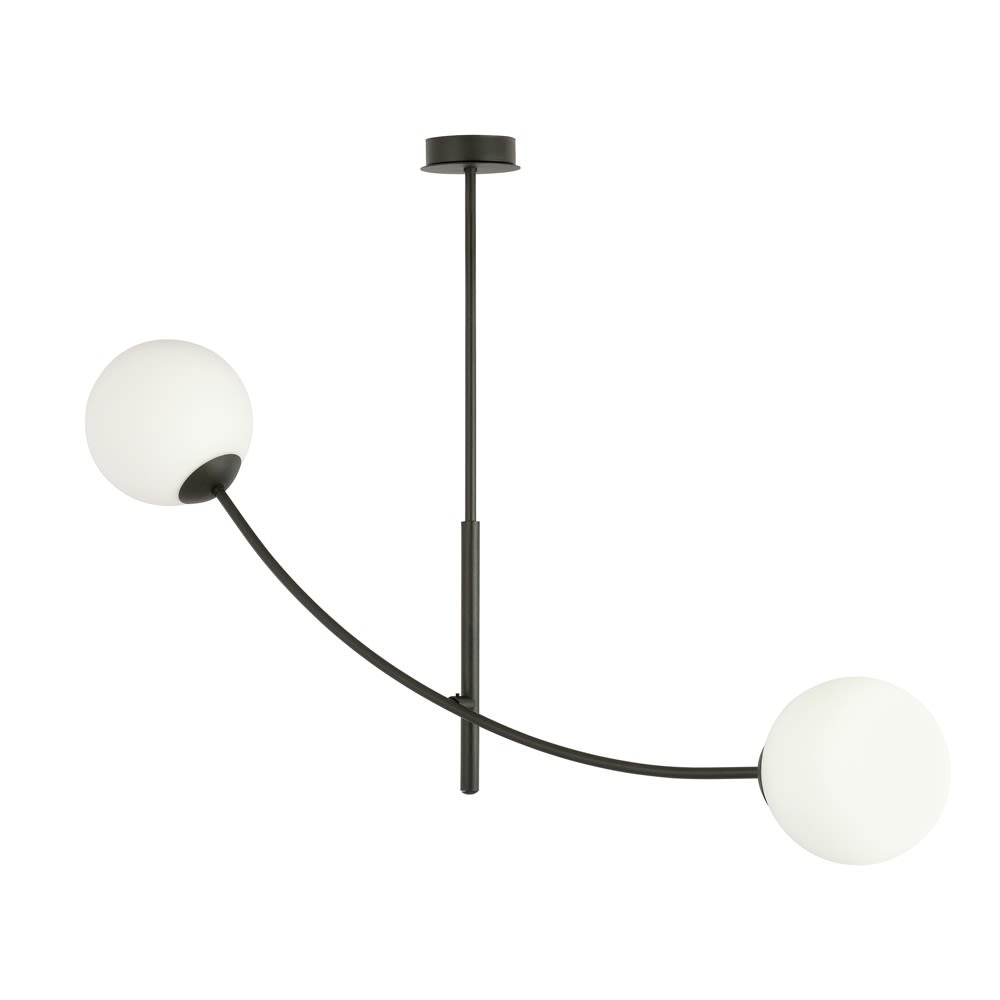 Wonderlamp Hängeleuchte mit verstellbarer vertikaler Stange und 2 weißen Kugeln style modern - Stahl
