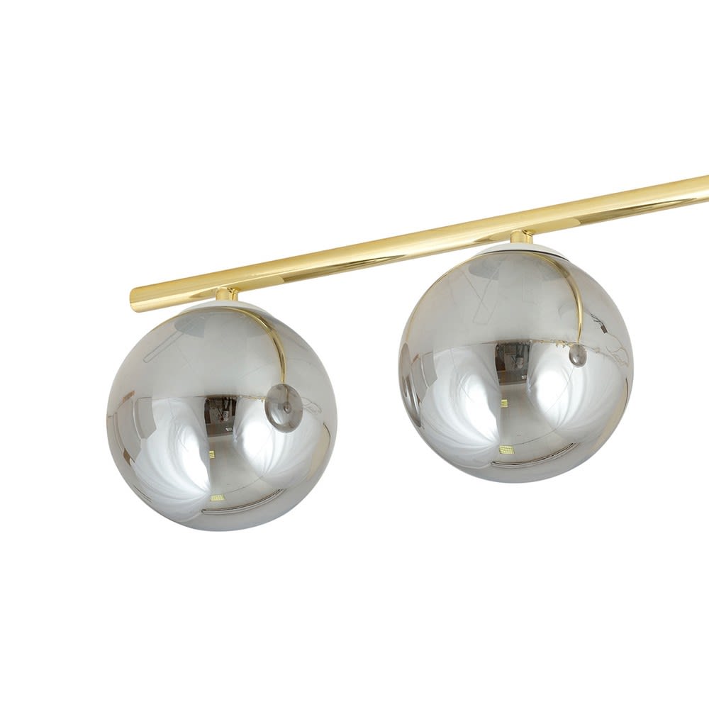 Plafonnier linéaire élégante blanc et or avec 3 sphères grises — vue 4