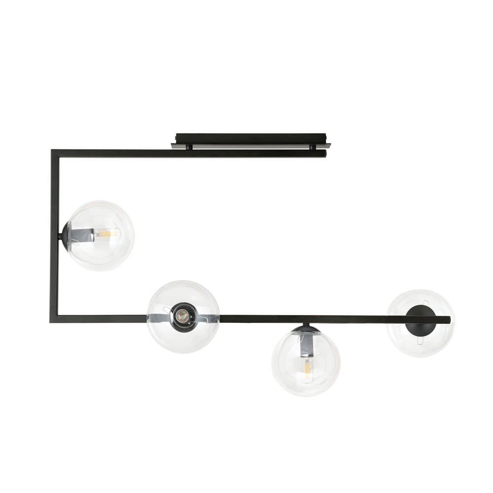 Wonderlamp Deckenleuchte mit Originalstruktur und 4 transparenten Kugeln style modern Schwarz Stahl