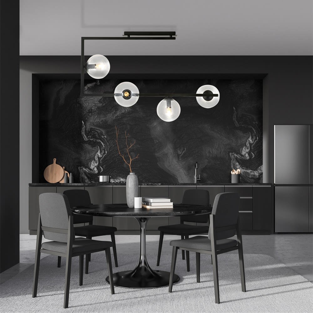 Plafonnier avec structure originale et 4 sphères transparentes — vue 3