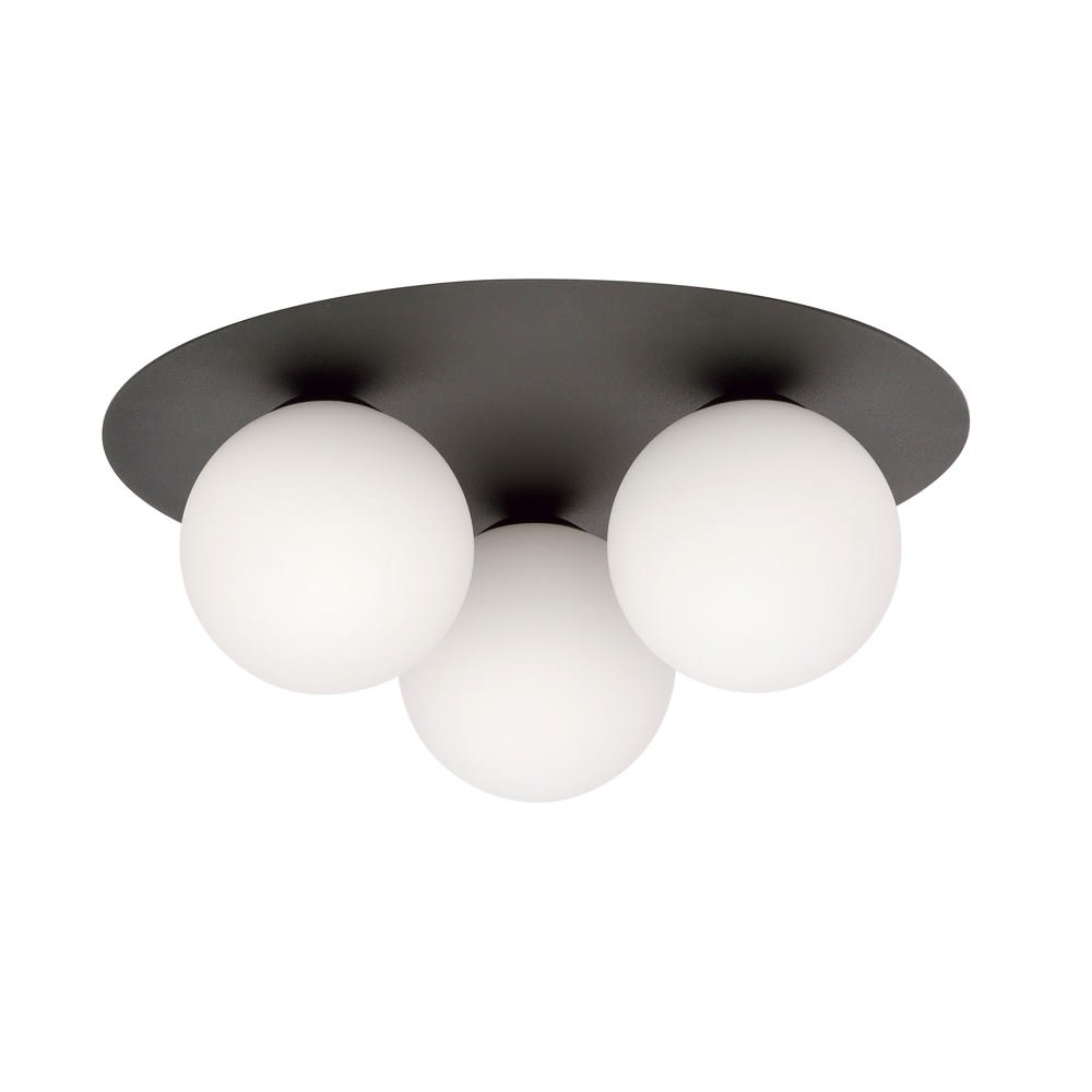 Wonderlamp Deckenleuchte mit abgerundetem Sockel mit 3 weißen Kugeln ø43 style modern Schwarz Metall