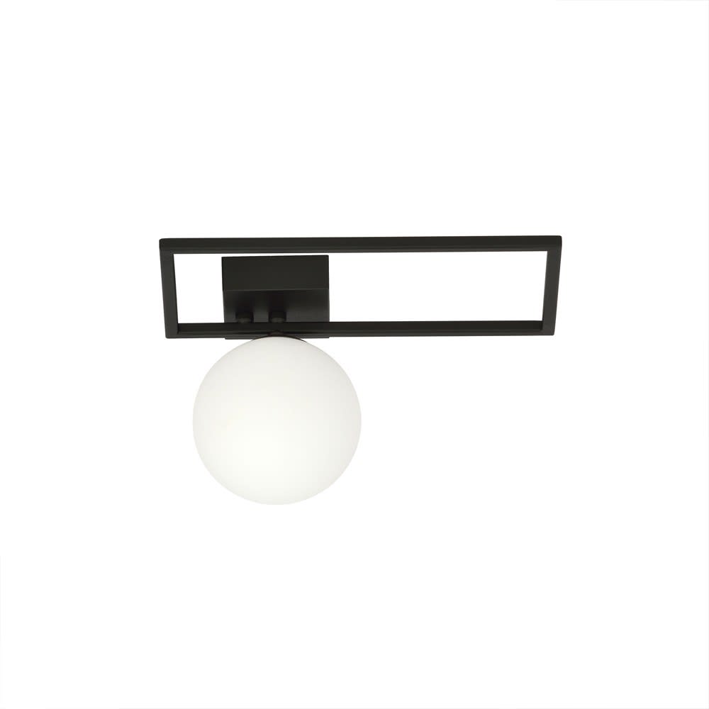 Wonderlamp Deckenleuchte mit rechteckiger Metallstruktur und 1 Kugel style modern Schwarz Metall