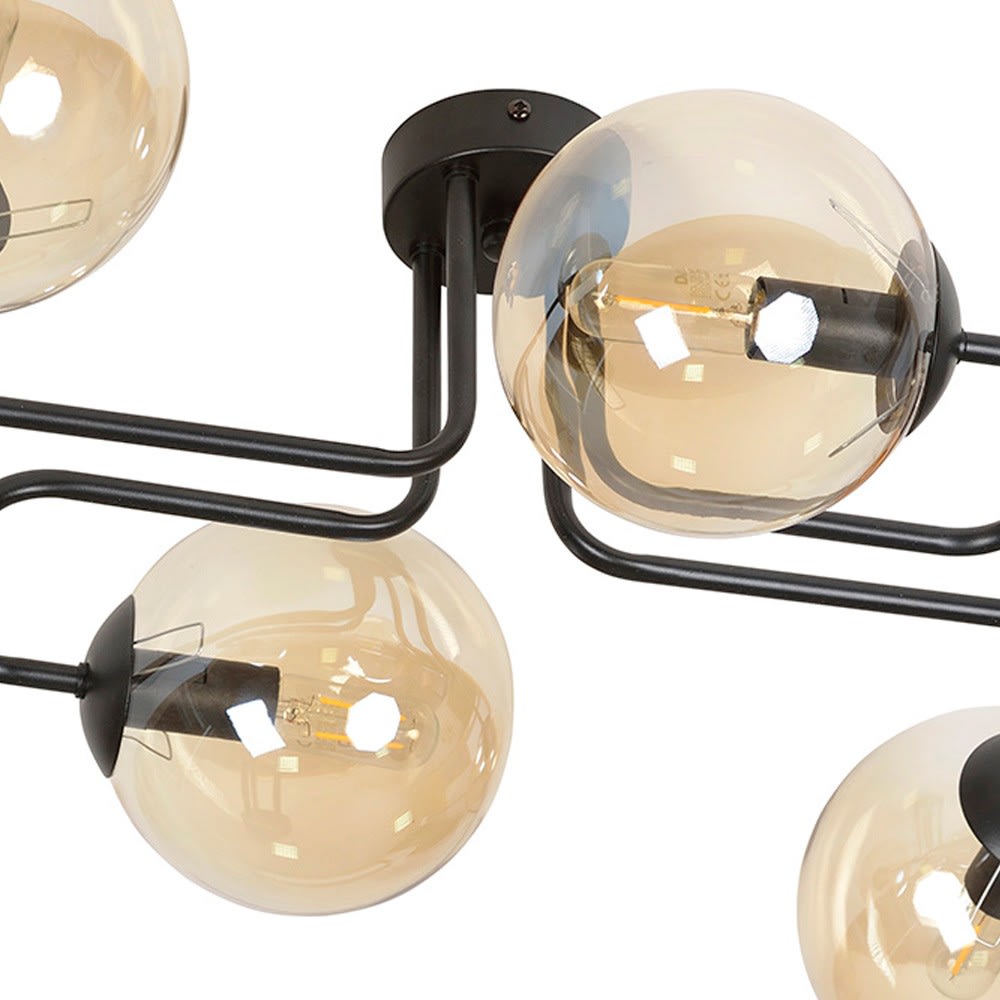 Plafonnier de style vintage avec 4 sphères en verre ambré — vue 3