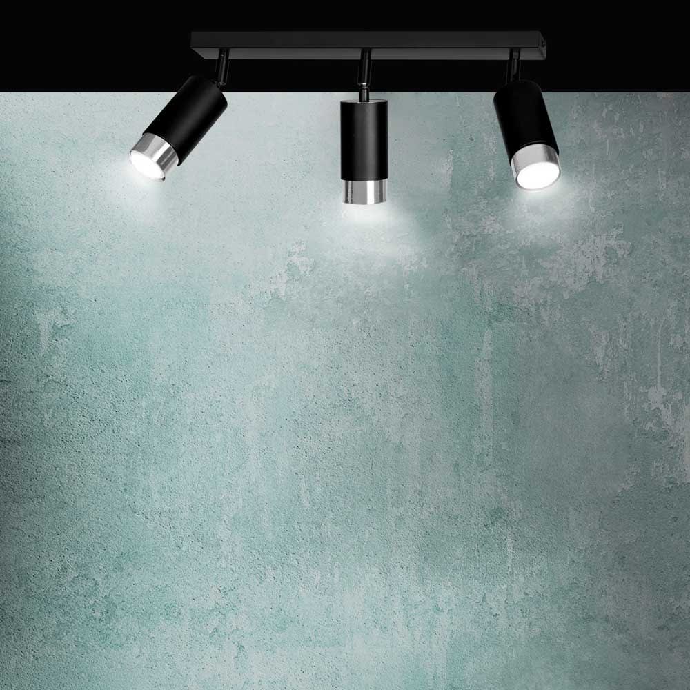 Plafonnier linéaire élégantenoire avec 3 spots chromés orientables — vue 3