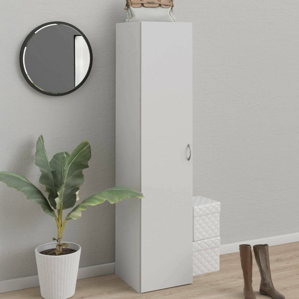 Armoire polyvalente 1 porte effet bois blanc 181x42 cm - Maisons du Monde