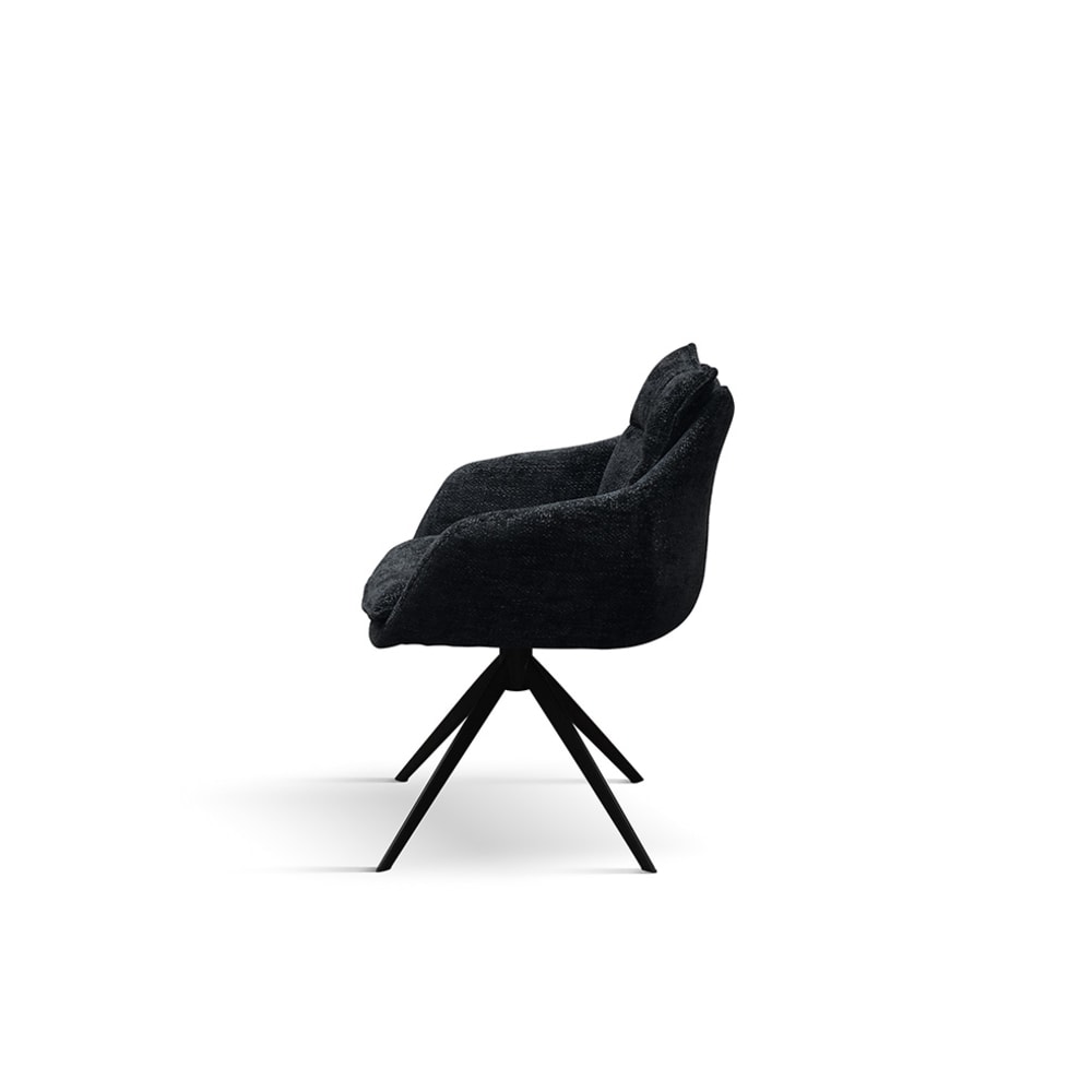 Ensemble de 2 chaises en tissu noir et pieds en métal anthracite