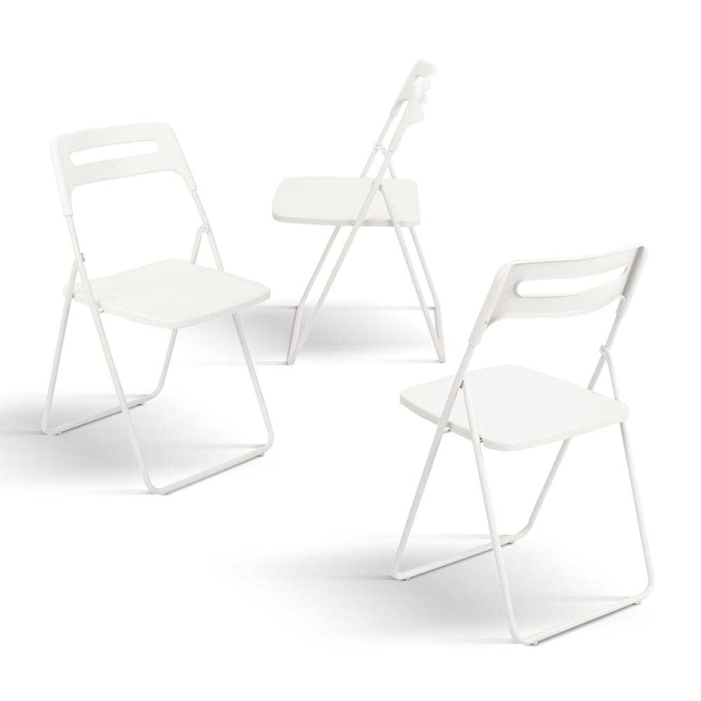 Ensemble de 6 chaises pliantes en métal blanc et polypropylène blanc