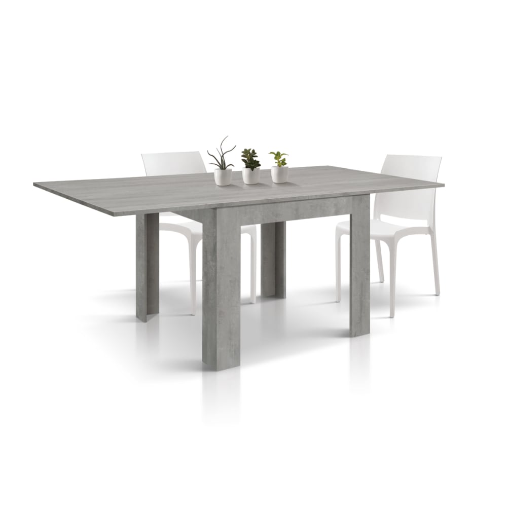 Tisch in Beton-Grau-Optik, ausklappbar wie ein Buch, 90×90 –