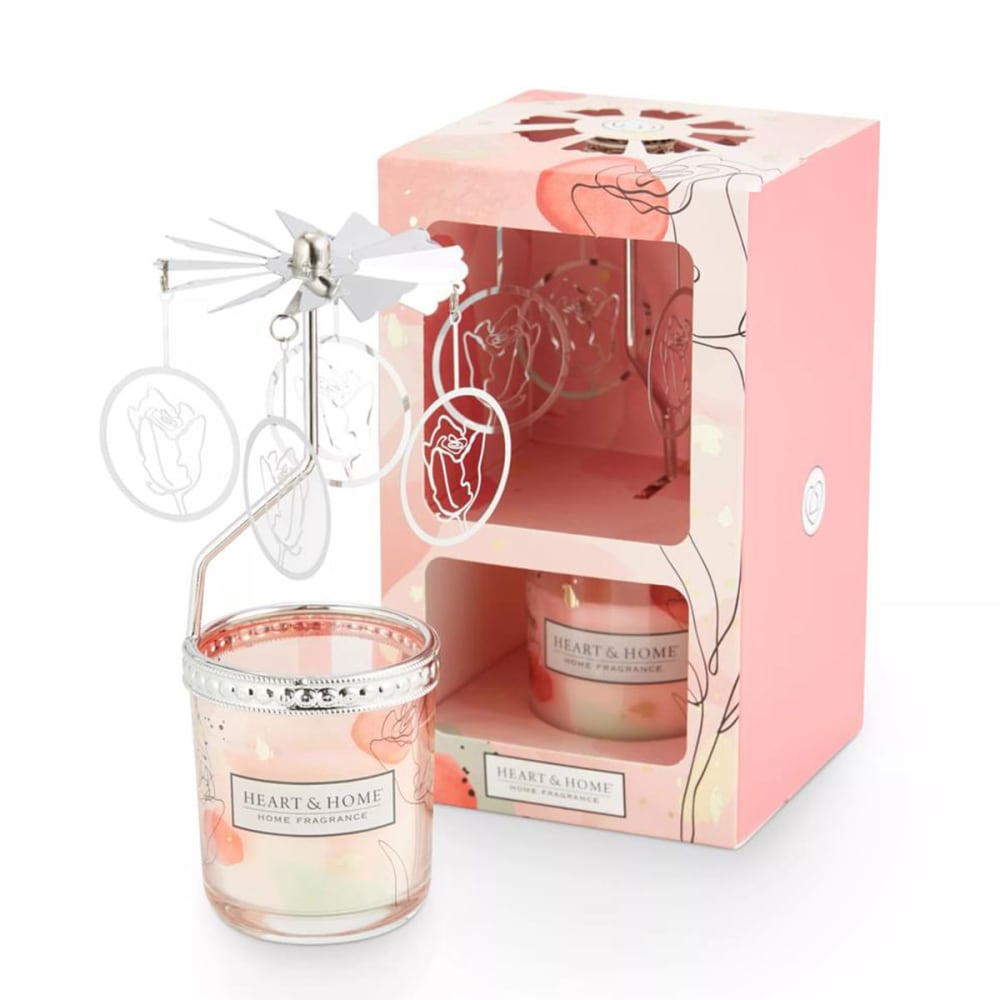 Carrousel avec bougie parfumée en verre rose h18 cm - Maisons du Monde