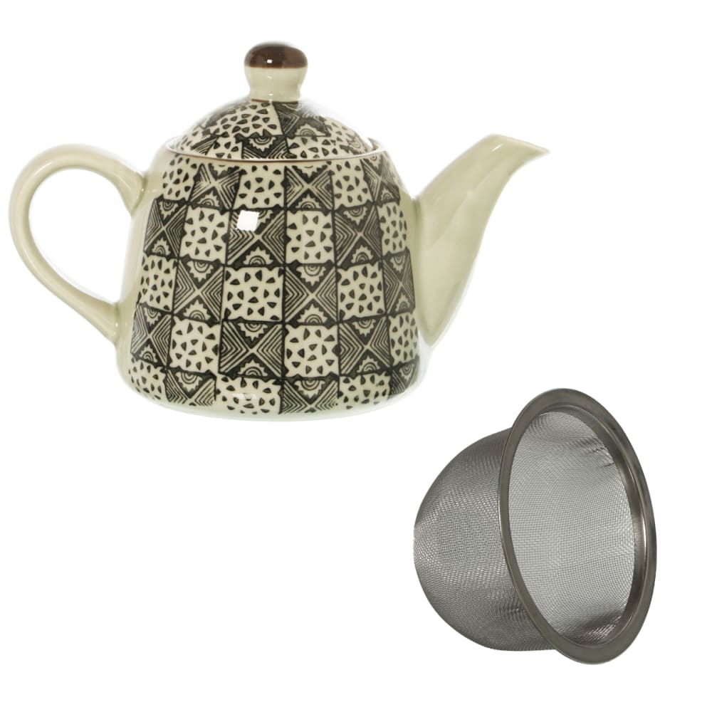 Petite théière en céramique grise avec son infuseur en acier 0.35 L - Maisons du Monde