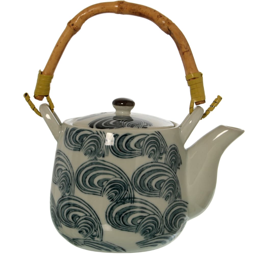 Camacho Petite théière en céramique grise et bambou avec infuseur 0.4 l style classique chic